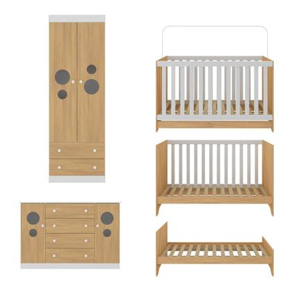 Imagem de Quarto de Bebê Completo com Berço Americano 3 em 1 Pirulito Multimóveis MP4625