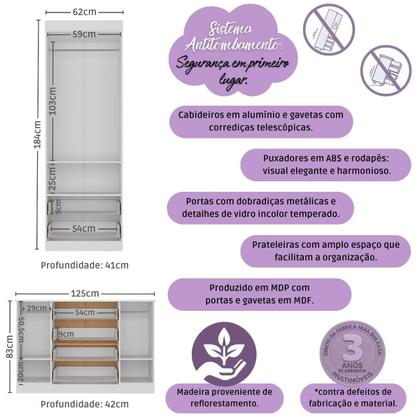 Imagem de Quarto de Bebê Completo com Berço Americano 3 em 1 Pirulito Multimóveis MP4625