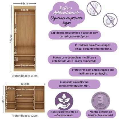 Imagem de Quarto de Bebê Completo com Berço Americano 3 em 1 Pirulito Multimóveis MP4625