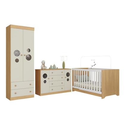 Imagem de Quarto de Bebê Completo com Berço Americano 3 em 1 Pirulito Multimóveis MP4625