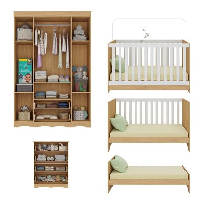 Imagem de Quarto de Bebê Completo com Berço Americano 3 em 1 Sonho Multimóveis MP4619