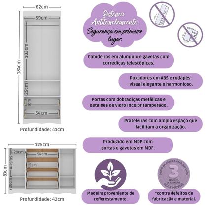 Imagem de Quarto de Bebê Completo com Berço Americano 3 em 1 Sonho Multimóveis MP4627