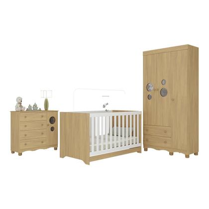 Imagem de Quarto de Bebê Completo com Berço Americano 3 em 1 Suspiro Multimóveis MP4624