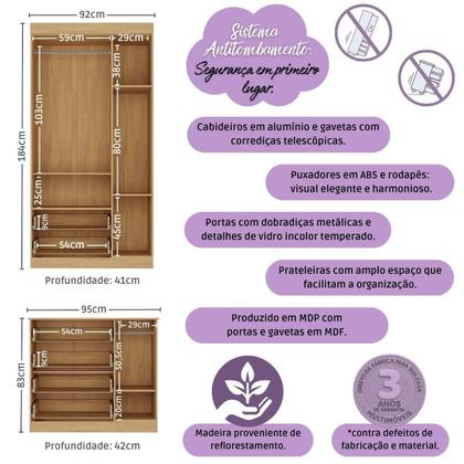 Imagem de Quarto de Bebê Completo com Berço Americano 3 em 1 Teddy Multimóveis MP4652