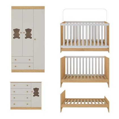 Imagem de Quarto de Bebê Completo com Berço Americano 3 em 1 Teddy Multimóveis MP4652