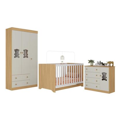 Imagem de Quarto de Bebê Completo com Berço Americano 3 em 1 Teddy Multimóveis MP4652