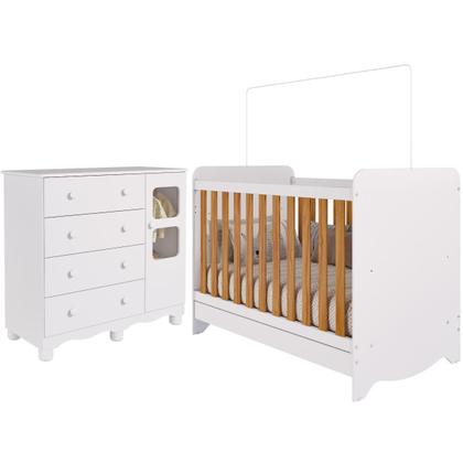 Imagem de Quarto de Bebê Completo com Berço Americano Ben 3 Em 1 Cômoda Uli 4 Gavetas MDF