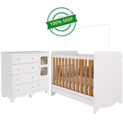 Imagem de Quarto de Bebê Completo com Berço Americano Ben 3 Em 1 Cômoda Uli 4 Gavetas MDF