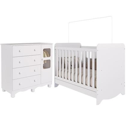 Imagem de Quarto de Bebê Completo com Berço Americano Ben 3 Em 1 Cômoda Uli 4 Gavetas MDF