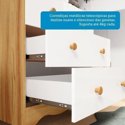 Imagem de Quarto de Bebê Completo com Berço Americano Guarda Roupa Cômoda 100% MDF Teka Espresso Móveis Branco Brilho/Amêndoa