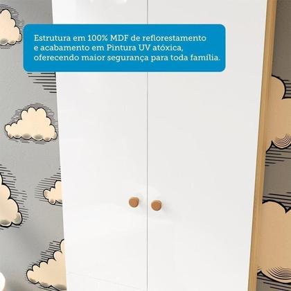 Imagem de Quarto de Bebê Completo com Berço Americano Guarda Roupa Cômoda 100% MDF Teka Espresso Móveis Branco Brilho/Amêndoa