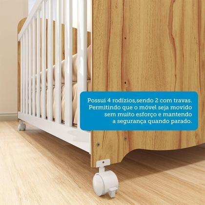 Imagem de Quarto de Bebê Completo com Berço Americano Guarda Roupa Cômoda 100% MDF Teka Espresso Móveis Branco Brilho/Amêndoa