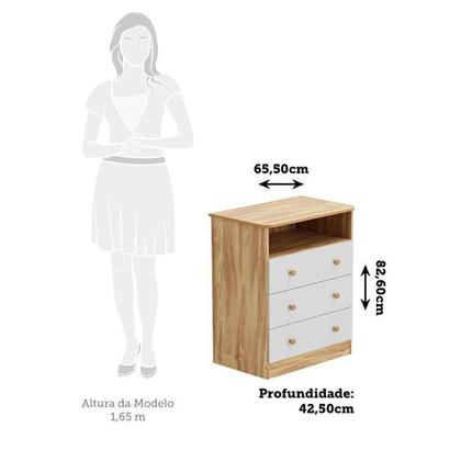 Imagem de Quarto de Bebê Completo com Berço Americano Guarda Roupa Cômoda 100% MDF Teka Espresso Móveis Branco Brilho/Amêndoa