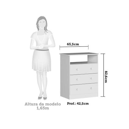 Imagem de Quarto de Bebê Completo com Berço Americano Guarda Roupa Cômoda Cambalhota Espresso Móveis Branco Brilho