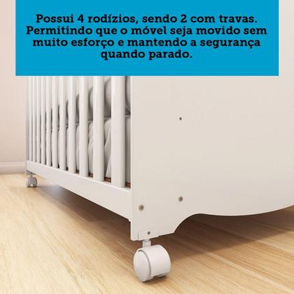 Imagem de Quarto de Bebê Completo com Berço Americano Guarda Roupa Cômoda Cambalhota Espresso Móveis Branco Brilho