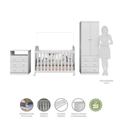 Imagem de Quarto de Bebê Completo com Berço Americano Guarda Roupa Cômoda Teka Espresso Móveis