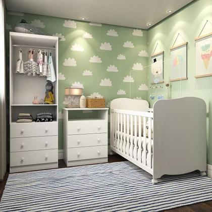 Imagem de Quarto de Bebê Completo com Berço Americano Guarda Roupa Cômoda Teka Espresso Móveis