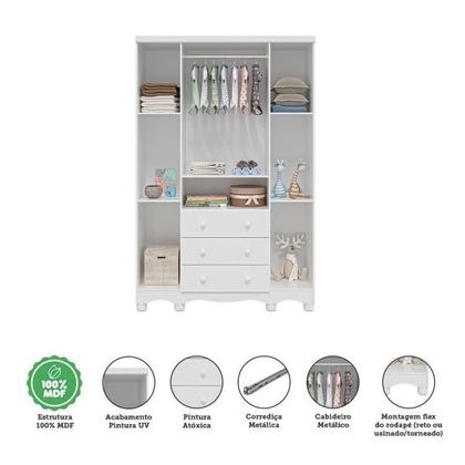 Imagem de Quarto de Bebê Completo com Berço Americano Guarda-Roupa e Cômoda Mimo 100% MDF Espresso Móveis