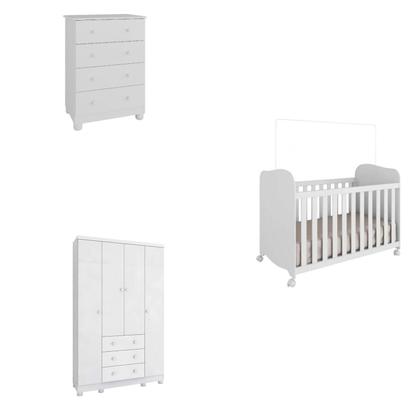 Imagem de Quarto de Bebê Completo com Berço Americano Guarda-Roupa e Cômoda Mimo 100% MDF Espresso Móveis