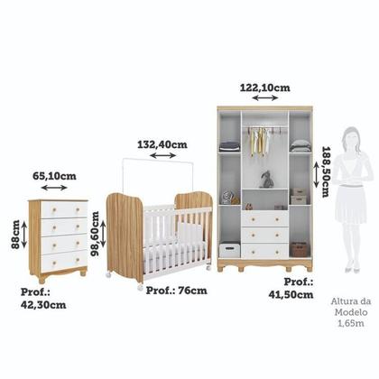 Imagem de Quarto de Bebê Completo com Berço Americano Guarda-Roupa e Cômoda Mimo 100% MDF Espresso Móveis