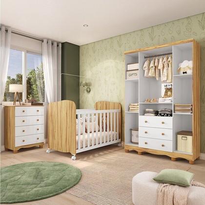 Imagem de Quarto de Bebê Completo com Berço Americano Guarda-Roupa e Cômoda Mimo 100% MDF Espresso Móveis