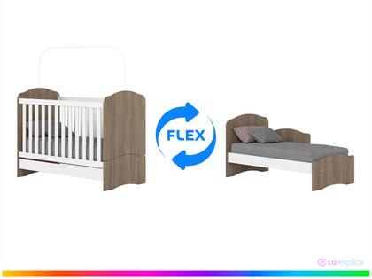 Imagem de Quarto de Bebê Completo com Berço Cômoda e Guarda-roupa Henn Bala de Menta Rústico e Branco