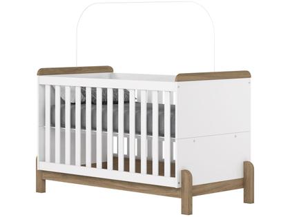 Imagem de Quarto de Bebê Completo com Berço Cômoda e Guarda-roupa Henn Ternura Branco e Jequitibá