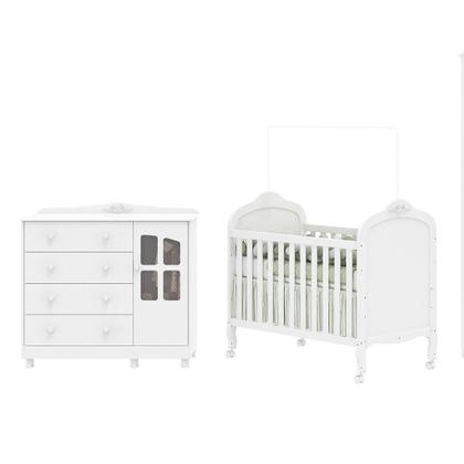 Imagem de Quarto de Bebê Completo com Berço Mini Cama  e Cômoda 100 MDF com Janela Elô New Móveis Peroba