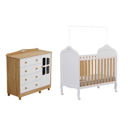 Imagem de Quarto de Bebê Completo com Berço Mini Cama  e Cômoda 100 MDF com Janela Elô New Móveis Peroba