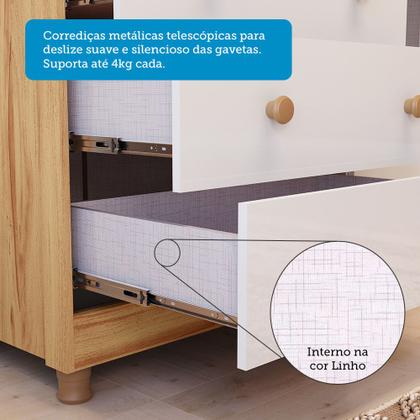 Imagem de Quarto de Bebê Completo com Berço Mini Cama  e Cômoda 100 MDF com Janela Elô New Móveis Peroba