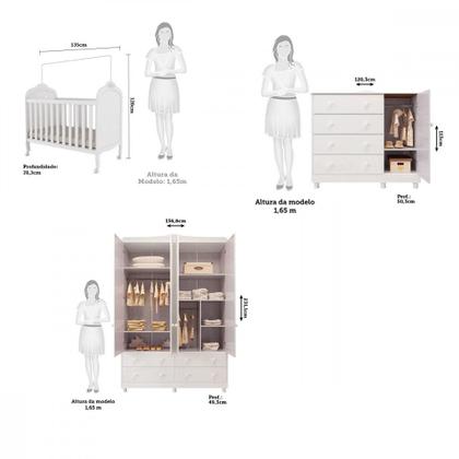 Imagem de Quarto de Bebê Completo com Berço Mini Cama Guarda-Roupa e Cômoda 100 MDF Elô New Móveis Peroba