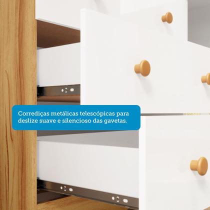 Imagem de Quarto de Bebê Completo com Berço Minicama Ben Guarda Roupa Smim New e Cômoda Junior New MDF Móveis Peroba