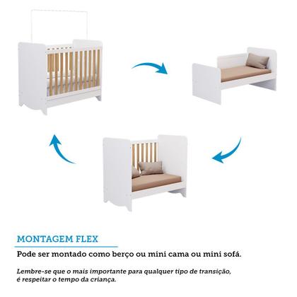 Imagem de Quarto de Bebê Completo com Berço Minicama Ben Guarda Roupa Smim New e Cômoda Junior New MDF Móveis Peroba