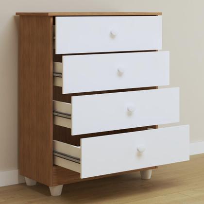 Imagem de Quarto de Bebê Completo com Cômoda, Berço com Colchão e Guarda Roupas Mia Branco/Amadeirado