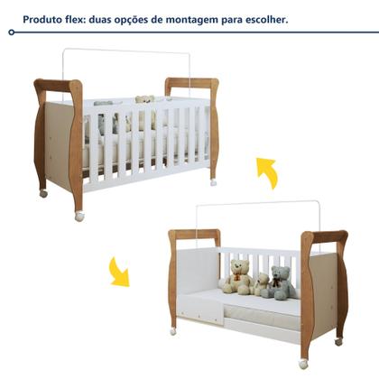 Imagem de Quarto de Bebê Completo com Cômoda, Berço com Colchão e Guarda Roupas Mia