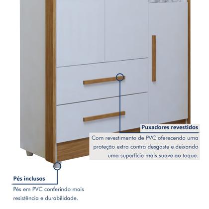 Imagem de Quarto de Bebê Completo com Cômoda, Berço com Colchão e Guarda Roupas Mia