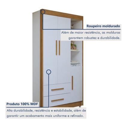 Imagem de Quarto de Bebê Completo com Cômoda, Berço com Colchão e Guarda Roupas Mia