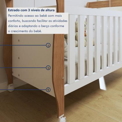Imagem de Quarto de Bebê Completo com Cômoda, Berço com Colchão e Guarda Roupas Mia