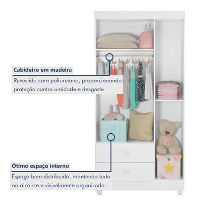 Imagem de Quarto de Bebê Completo com Cômoda, Berço e Guarda Roupas Mila