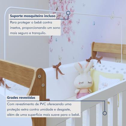 Imagem de Quarto de Bebê Completo com Cômoda, Berço e Guarda Roupas Mila