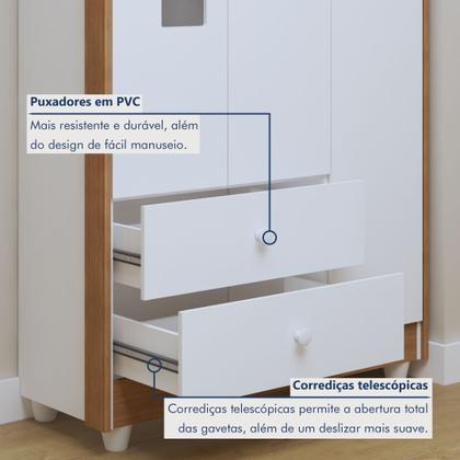 Imagem de Quarto de Bebê Completo com Cômoda, Berço e Guarda Roupas Mila