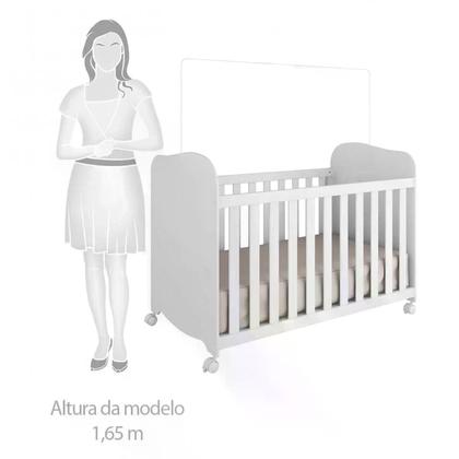 Imagem de Quarto de Bebê Completo com Cômoda Guarda Roupa com Janela e Berço 100% MDF Uli Móveis Peroba Branco Brilho