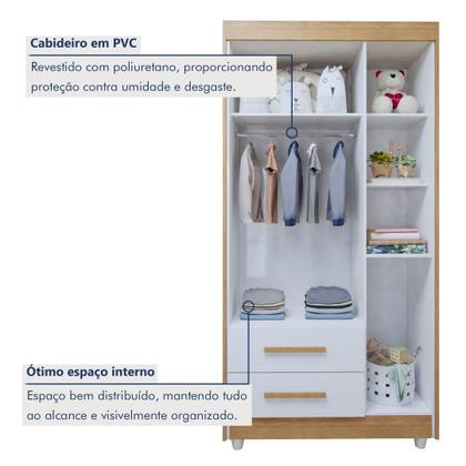 Imagem de Quarto de Bebê Completo com Cômoda, Mini Berço com Colchão e Guarda Roupas Lila Amadeirado/Branco