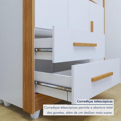 Imagem de Quarto de Bebê Completo com Cômoda, Mini Berço com Colchão e Guarda Roupas Lila Amadeirado/Branco