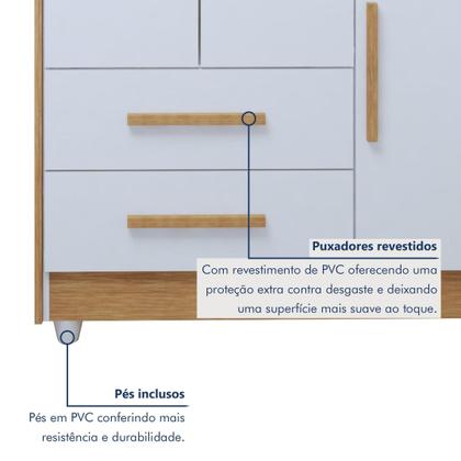 Imagem de Quarto de Bebê Completo com Cômoda, Mini Berço com Colchão e Guarda Roupas Lila Amadeirado/Branco