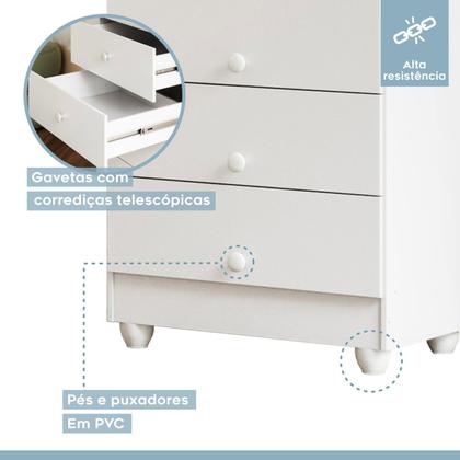 Imagem de Quarto de Bebê Completo com Cômoda, Mini Berço com Colchão e Guarda Roupas Lila