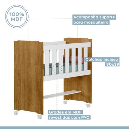 Imagem de Quarto de Bebê Completo com Cômoda, Mini Berço com Colchão e Guarda Roupas Lila