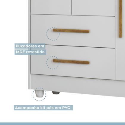 Imagem de Quarto de Bebê Completo com Cômoda, Mini Berço com Colchão e Guarda Roupas Lila