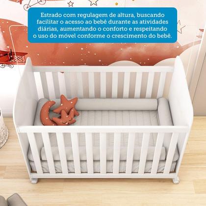 Imagem de Quarto de Bebê Completo com Guarda Roupa 3 Portas Cômoda e Berço 100% MDF Mimo Espresso Móveis