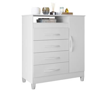 Imagem de Quarto de Bebê Completo com Guarda-Roupa 3 Portas, Cômoda e Berço com Rodinhas  Branco Moderno, Seguro e Funcional Quartinho do Bebê Com Colchão